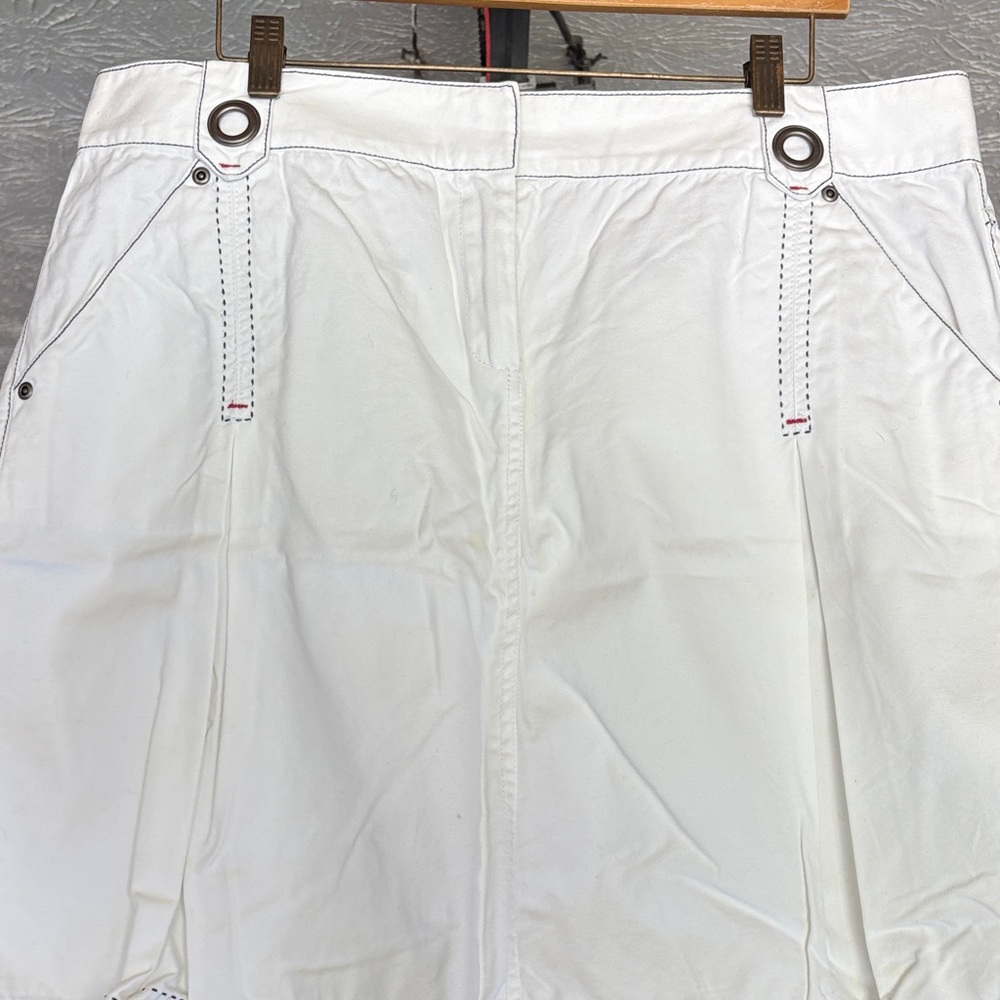 White Pleated Skirt with Button Details